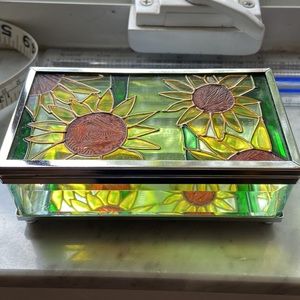 Glass and Mirror Sunflower Trinket Box